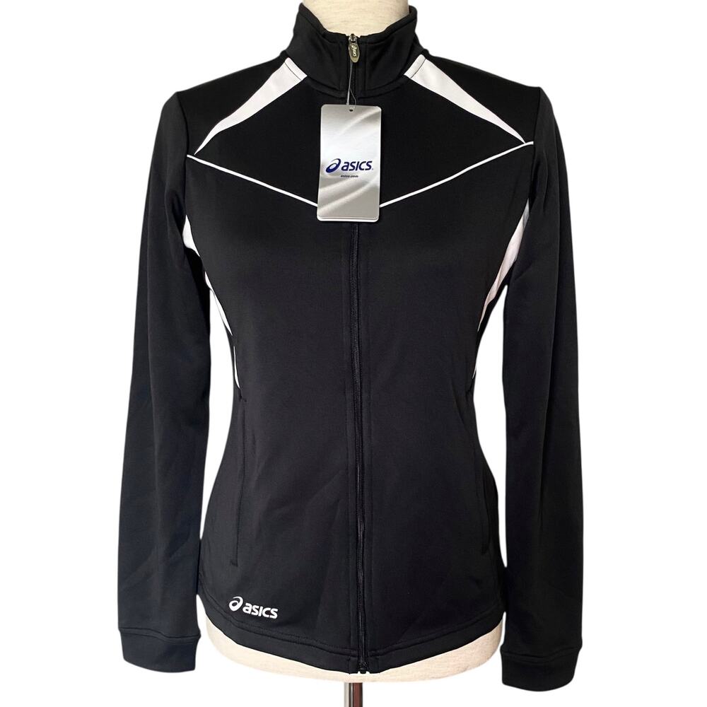 NEW ASICS Junior's Cali Track Sports Jacket Black Size Large Full Zip Soccer